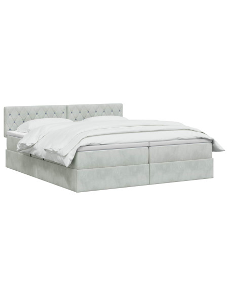 Letto con contenitore LED e materasso Grigio Chiaro