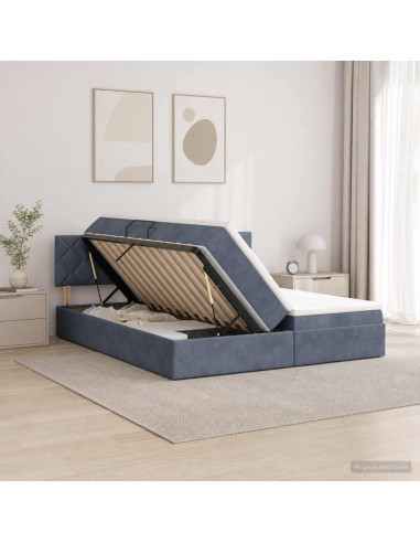 Letto con contenitore LED e materasso Grigio Scuro 180 x 200 cm