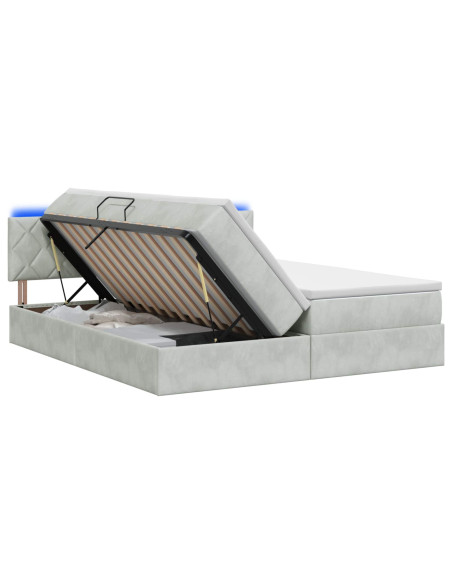 Letto con contenitore LED e materasso Grigio Chiaro