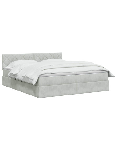 Letto con contenitore LED e materasso Grigio Chiaro