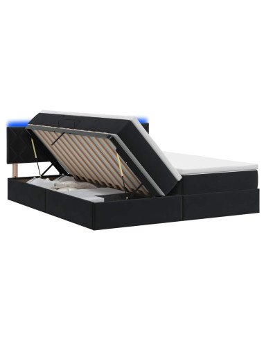 Letto con contenitore LED e materasso Nero 200 x 200 cm Velluto
