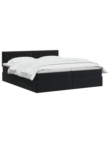 Letto con contenitore LED e materasso Nero 200 x 200 cm Velluto