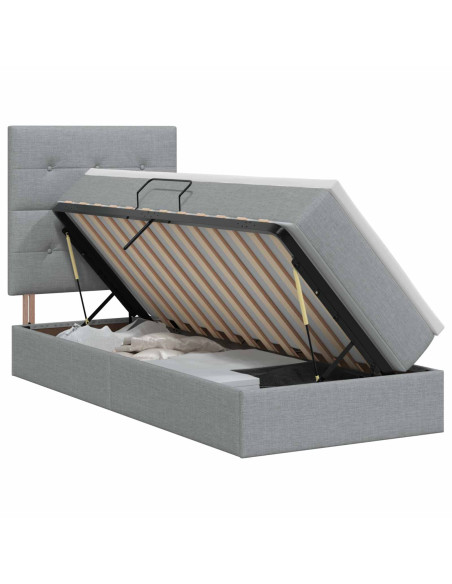 Letto con contenitore e materasso Grigio Chiaro 100 x 200 cm