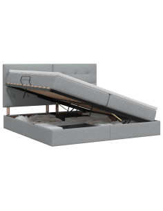 Letto con contenitore e materasso Grigio Chiaro 200 x 200 cm 2