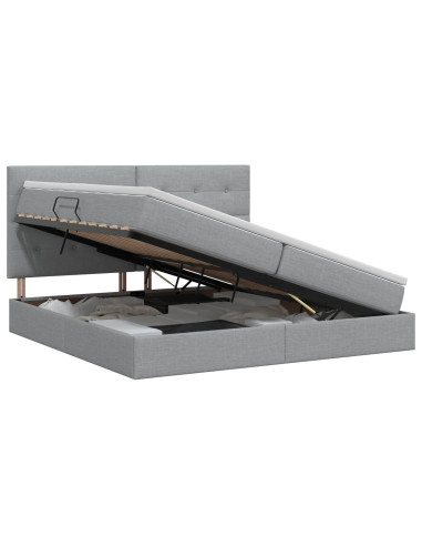 Letto con contenitore e materasso Grigio Chiaro 200 x 200 cm