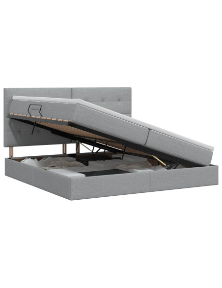 Letto con contenitore e materasso Grigio Chiaro 200 x 200 cm