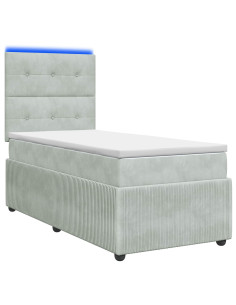 Letto Box Spring LED con Materasso Grigio Chiaro 90 x 190 cm 2