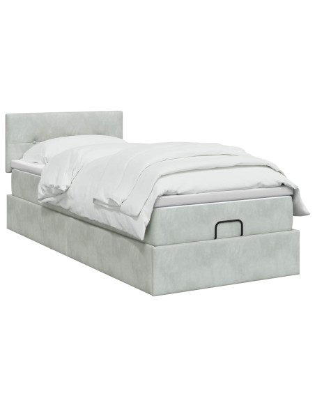 Letto Ottomano con Materasso e LED Grigio Chiaro 80 x 200 cm