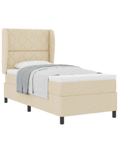 Letto a molle con testiera Crema 90 x 190 cm Tessuto
