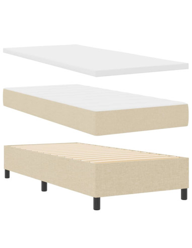 Letto a molle con testiera Crema 90 x 190 cm Tessuto