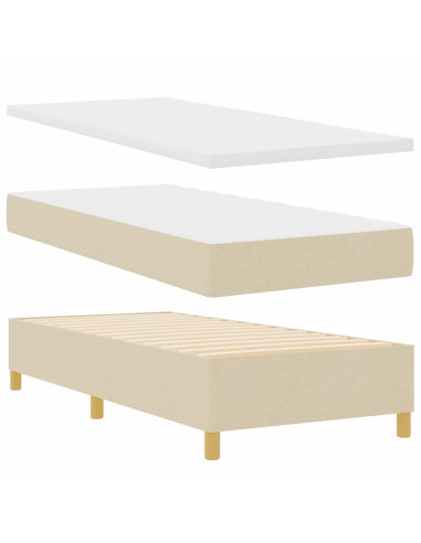 Letto a molle con testiera Crema 190 x 90 cm Tessuto
