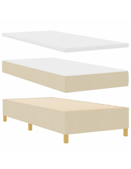 Letto a molle con testiera Crema 190 x 90 cm Tessuto