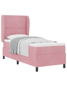 Letto a molle con materasso Rosa 200 x 80 cm Velluto 2