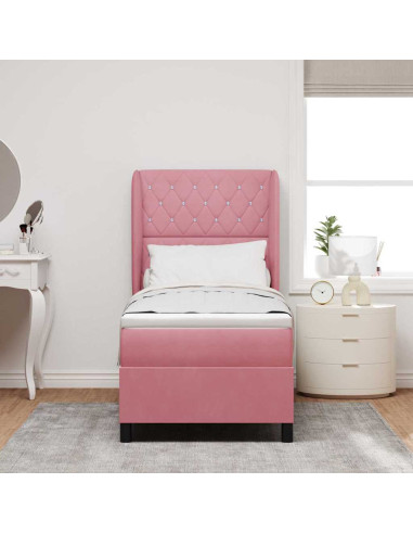 Letto a molle con materasso Rosa 200 x 80 cm Velluto