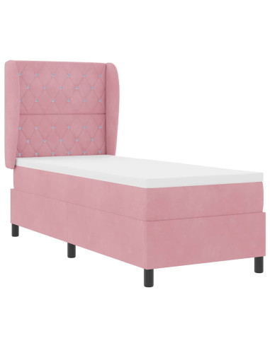 Letto a molle con materasso Rosa 200 x 80 cm Velluto