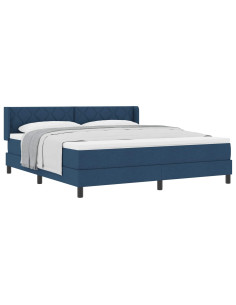 Letto a molle con testiera Blu 200 x 180 cm Tessuto 2