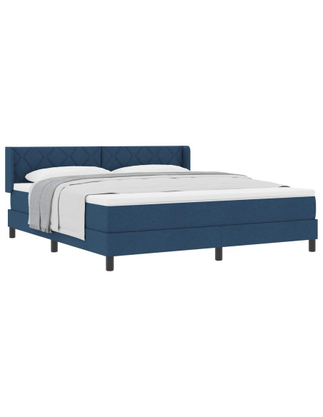 Letto a molle con testiera Blu 200 x 180 cm Tessuto