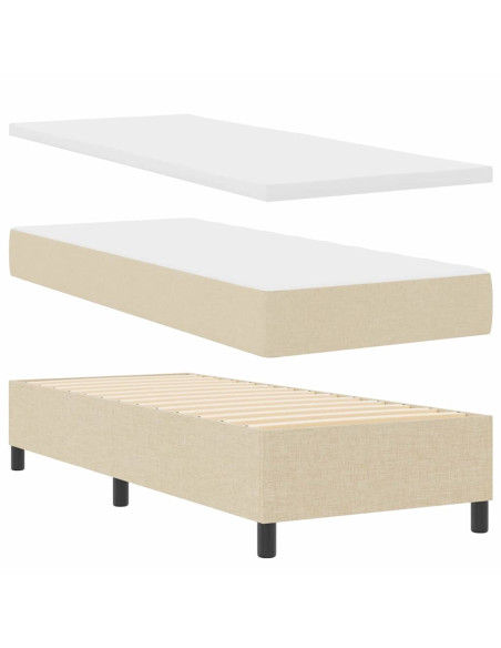 Letto a molle con cuscino Crema 190 x 90 cm Tessuto