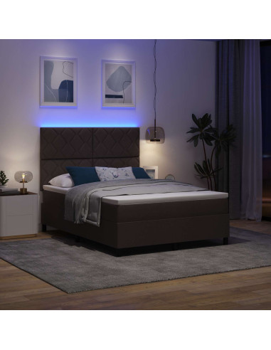 Letto a molle con testiera Marrone scuro 160 x 200 cm Tessuto