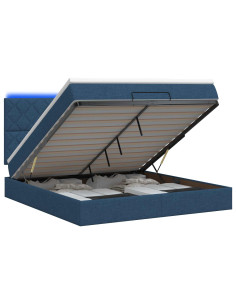 Letto Ottomano con Materasso e LED Blu 180 x 200 cm Tessuto 2