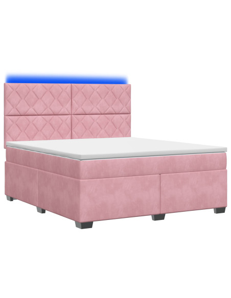 Letto box spring con materasso Rosa 160 x 200 cm Velluto