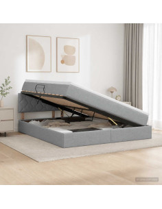 Letto con contenitore LED e materasso Grigio Chiaro