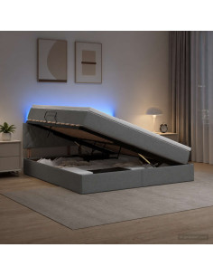 Letto con contenitore LED e materasso Grigio Scuro 180 x 200 cm