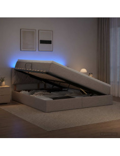 Letto con contenitore LED e materasso Tortora 180 x 200 cm