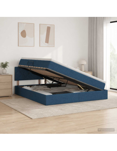 Letto con contenitore LED e materasso Blu 180 x 200 cm Tessuto