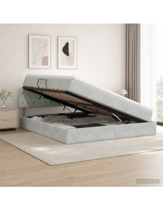 Letto con contenitore LED e materasso Grigio Chiaro