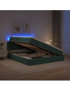 Letto con contenitore LED e materasso Verde Scuro 180 x 200 cm