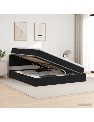 Letto con contenitore LED e materasso Nero 160 x 200 cm Velluto