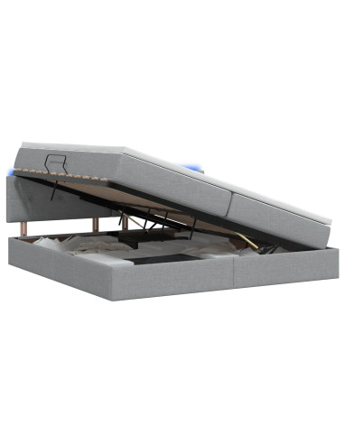 Letto con contenitore LED e materasso Grigio Chiaro