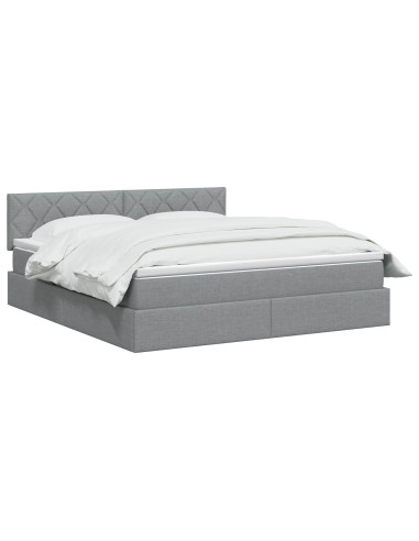Letto con contenitore LED e materasso Grigio Chiaro