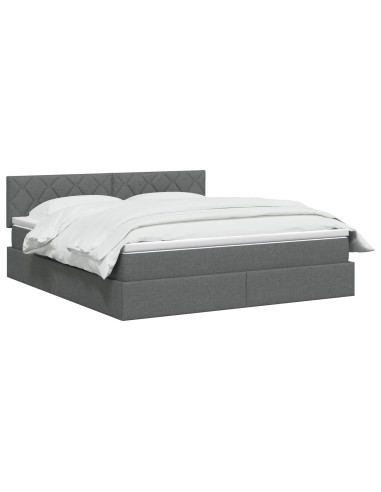 Letto con contenitore LED e materasso Grigio Scuro 180 x 200 cm