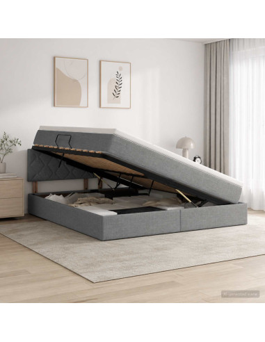 Letto con contenitore LED e materasso Grigio Scuro 180 x 200 cm