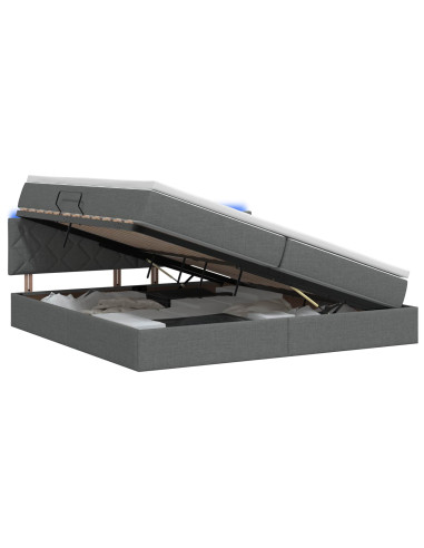 Letto con contenitore LED e materasso Grigio Scuro 200 x 200 cm