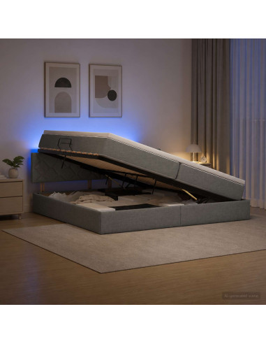 Letto con contenitore LED e materasso Grigio Scuro 200 x 200 cm