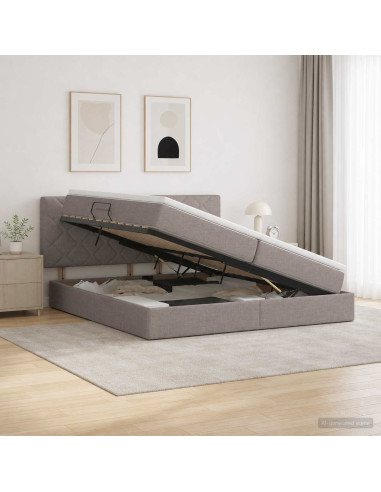 Letto con contenitore LED e materasso Tortora 200 x 200 cm