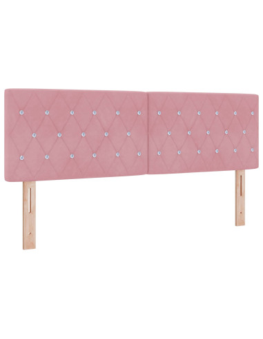 Letto con contenitore LED e materasso Rosa 160 x 200 cm Velluto