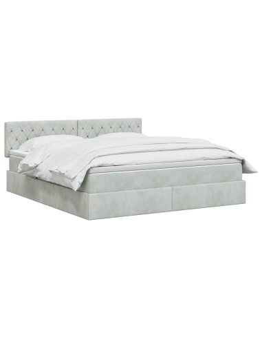 Letto con contenitore LED e materasso Grigio Chiaro