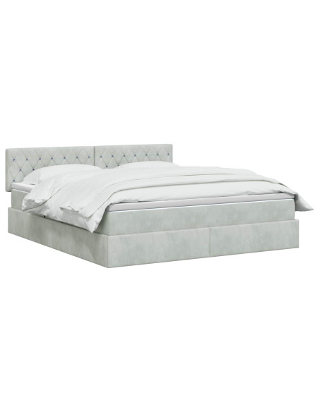 Letto con contenitore LED e materasso Grigio Chiaro
