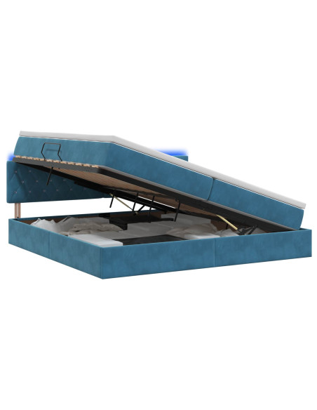 Letto con contenitore LED e materasso Blu Scuro 200 x 200 cm