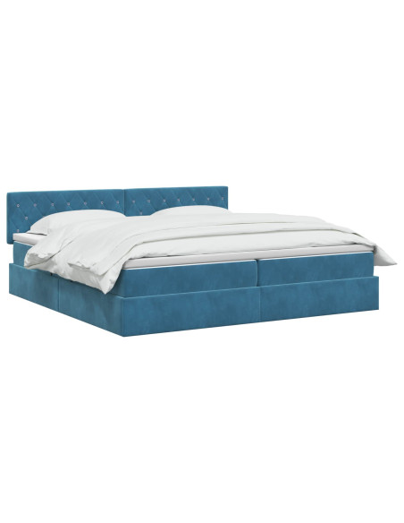 Letto con contenitore LED e materasso Blu Scuro 200 x 200 cm