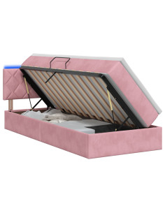 Letto con contenitore LED e materasso Rosa 90 x 190 cm Velluto 2