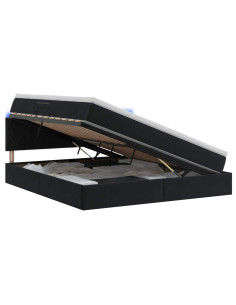 Letto con contenitore LED e materasso Nero 160 x 200 cm Velluto 2