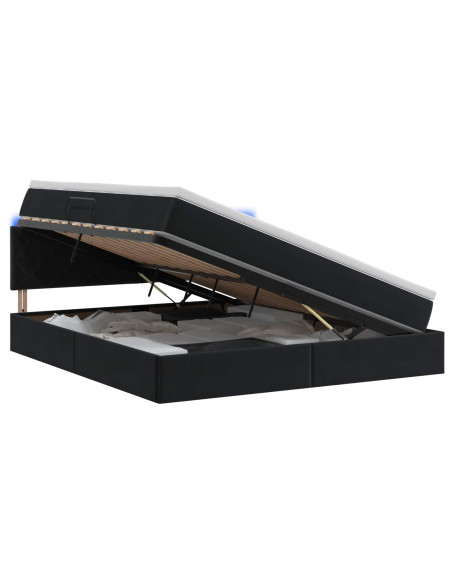Letto con contenitore LED e materasso Nero 160 x 200 cm Velluto