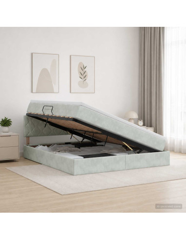 Letto con Contenitore Grigio Chiaro 160 x 200 cm Velluto