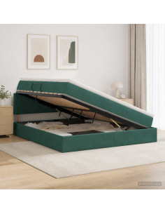 Letto con Contenitore Verde Scuro 160 x 200 cm Velluto