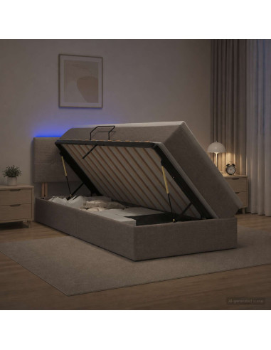 Letto con contenitore LED e materasso Tortora 90 x 200 cm